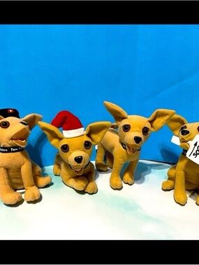 Lot of 4 Vintage Yo Quiero Taco Bell Chihuahuas 6" Plush Dogs